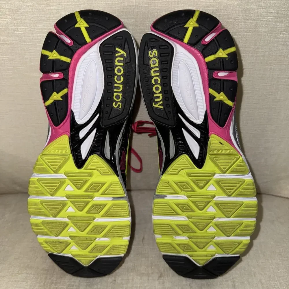 Saucony Guide 6 Womens Gray/Pink/Yellow Sneakers Running Shoe Size 10.5 EUC